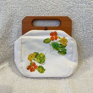 Vintage Trimingham Bermuda Custom Small bag w/ Wooden Handle